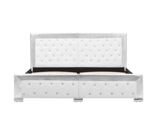 Estructura de cama de cuero sintético blanco 160x200 cm