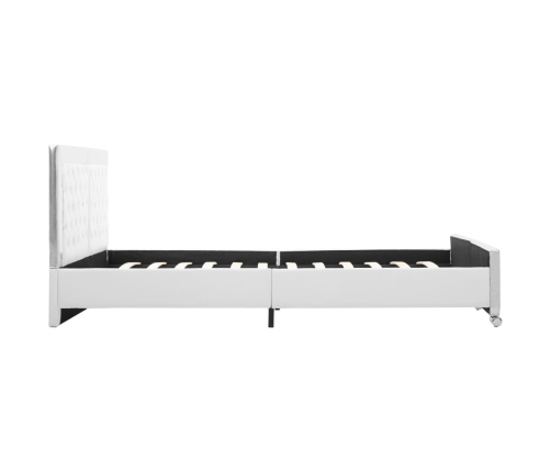 Estructura de cama de cuero sintético blanco 160x200 cm