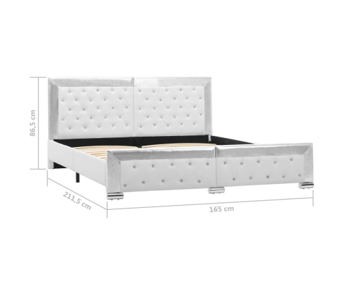 Estructura de cama de cuero sintético blanco 160x200 cm