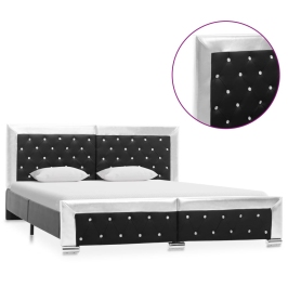 Estructura de cama cuero sintético negro 160x200 cm