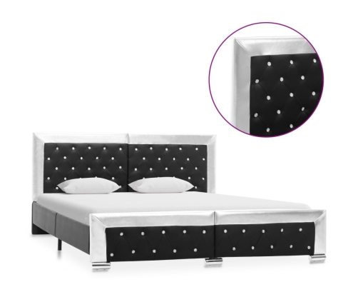 Estructura de cama cuero sintético negro 160x200 cm