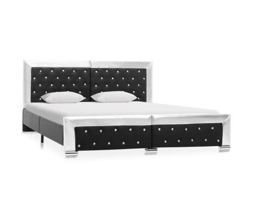 Estructura de cama cuero sintético negro 160x200 cm