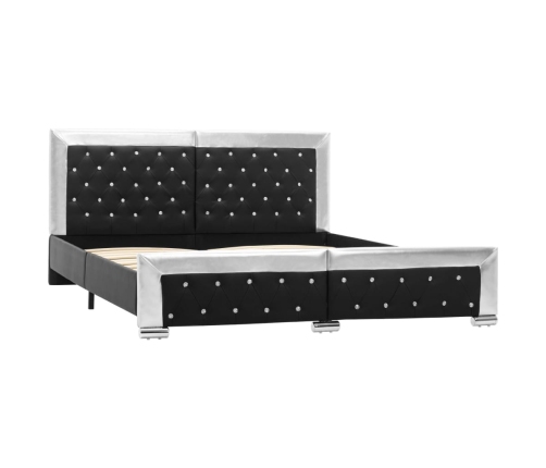 Estructura de cama cuero sintético negro 160x200 cm