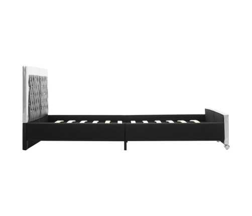 Estructura de cama cuero sintético negro 160x200 cm
