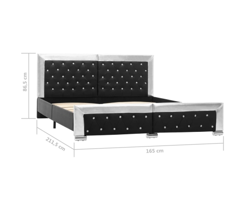Estructura de cama cuero sintético negro 160x200 cm