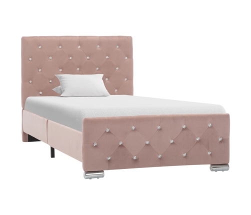 vidaXL Estructura de cama de terciopelo rosa 90x200 cm