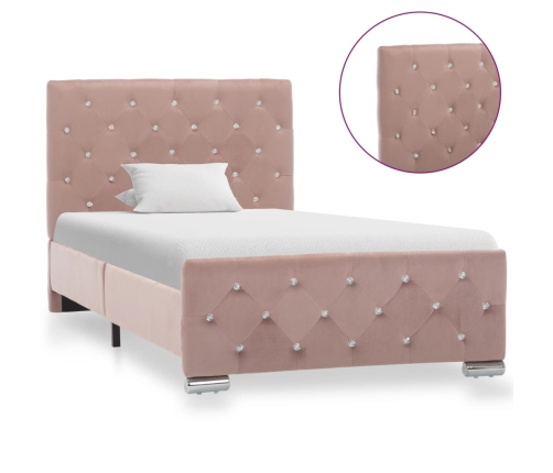 vidaXL Estructura de cama de terciopelo rosa 90x200 cm