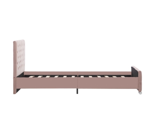 vidaXL Estructura de cama de terciopelo rosa 90x200 cm