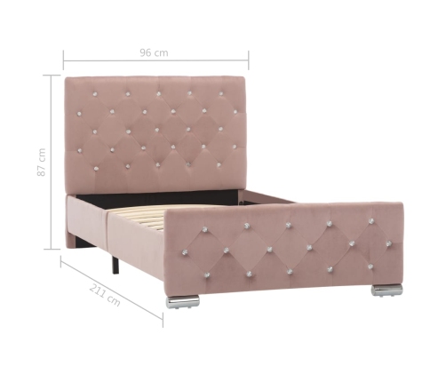 vidaXL Estructura de cama de terciopelo rosa 90x200 cm