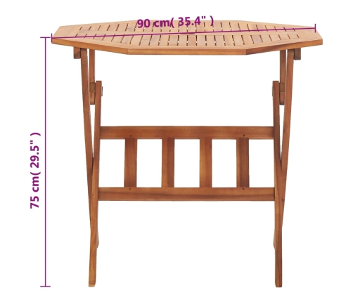 Mesa plegable de jardín de madera maciza de acacia 90x75 cm