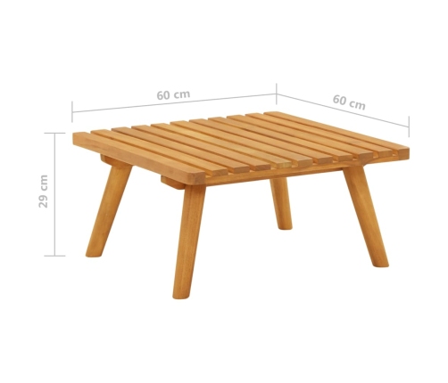 Reposapiés de jardín y cojín madera maciza acacia 60x60x29 cm