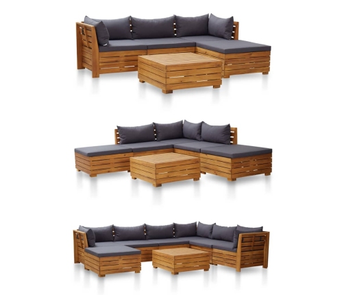 Sofá seccional esquina 1 pza con cojines madera maciza acacia