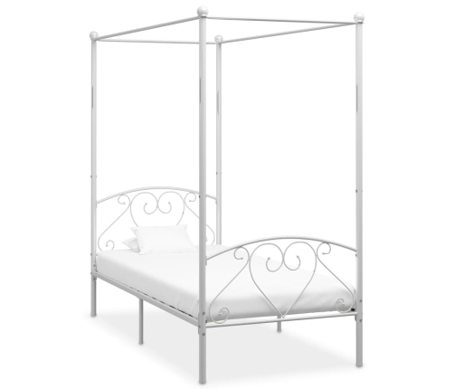 Estructura de cama con dosel sin colchón metal blanco 90x200 cm