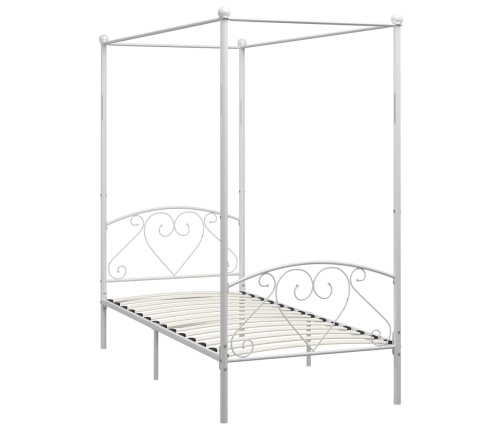 Estructura de cama con dosel sin colchón metal blanco 90x200 cm