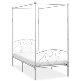 Estructura cama con dosel sin colchón metal blanco 100x200 cm