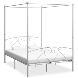 Estructura de cama con dosel metal blanco 160x200 cm