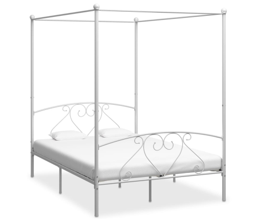 Estructura de cama con dosel metal blanco 160x200 cm