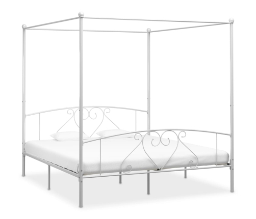 Estructura cama con dosel sin colchón metal blanco 180x200 cm