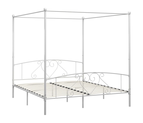 Estructura cama con dosel sin colchón metal blanco 180x200 cm