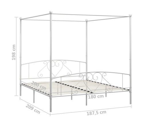 Estructura cama con dosel sin colchón metal blanco 180x200 cm