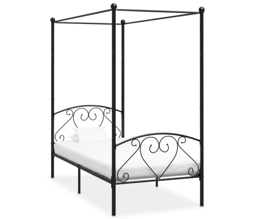 vidaXL Estructura de cama con dosel metal negro 90x200 cm