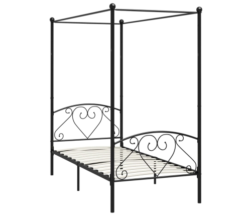 vidaXL Estructura de cama con dosel metal negro 90x200 cm