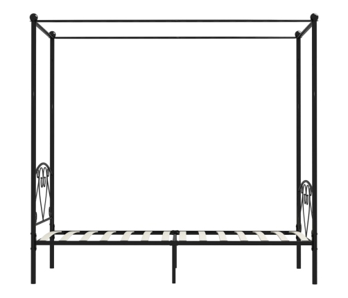 vidaXL Estructura de cama con dosel metal negro 90x200 cm