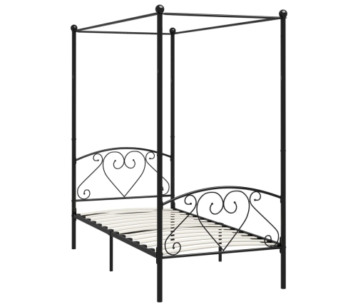 Estructura cama con dosel sin colchón metal negro 100x200 cm