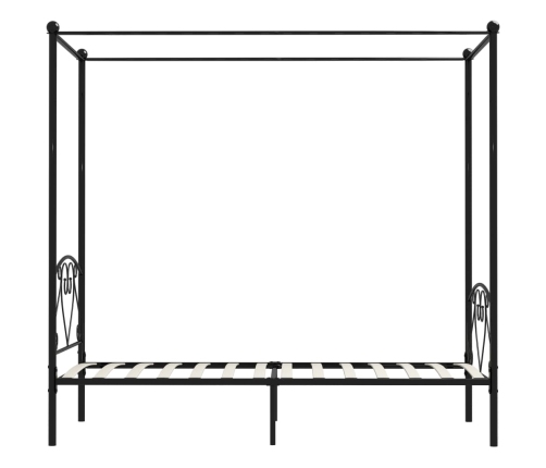 Estructura cama con dosel sin colchón metal negro 100x200 cm