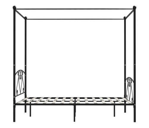 Estructura cama con dosel sin colchón metal negro 140x200 cm