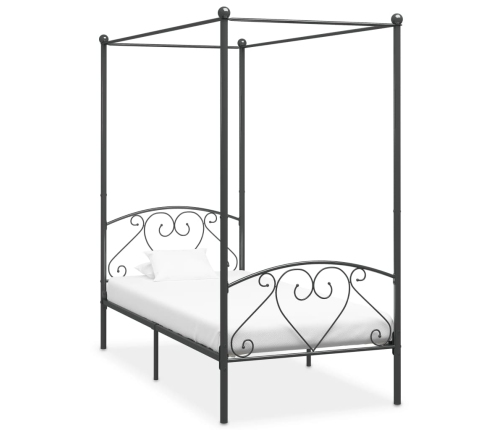 Estructura cama con dosel sin colchón metal gris 100x200 cm