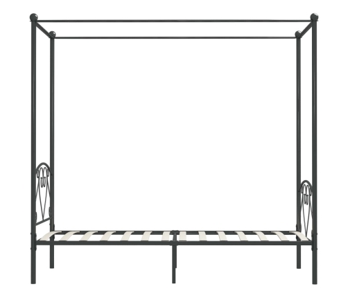 Estructura cama con dosel sin colchón metal gris 100x200 cm