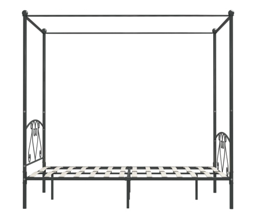 Estructura cama con dosel sin colchón metal gris 160x200 cm