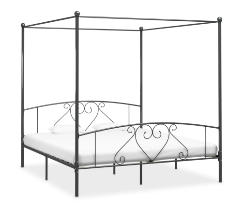 Estructura cama con dosel sin colchón metal gris 180x200 cm