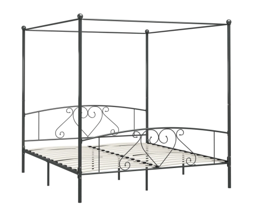 Estructura cama con dosel sin colchón metal gris 180x200 cm