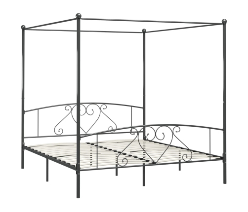 vidaXL Estructura de cama con dosel metal gris 200x200 cm