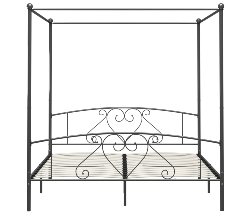 Estructura cama con dosel sin colchón metal gris 200x200 cm