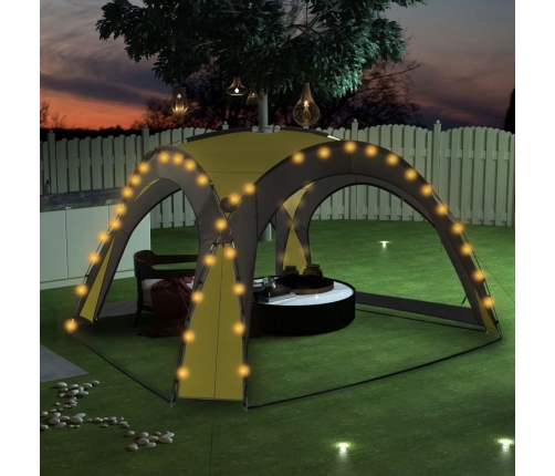 Carpa de fiesta con LED 4 paredes laterales verde 3,6x3,6x2,3 m