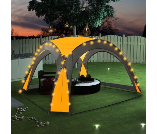 Carpa de fiesta con LED 4 paredes laterales verde 3,6x3,6x2,3 m