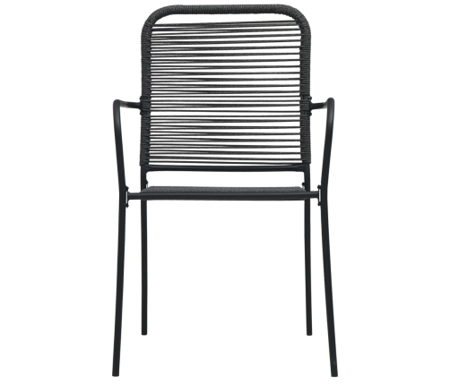 Set de comedor de jardín 7 pzas cuerda de algodón y acero negro