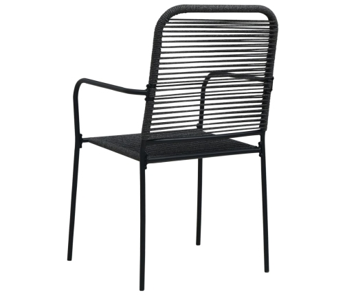 Set de comedor de jardín 7 pzas cuerda de algodón y acero negro