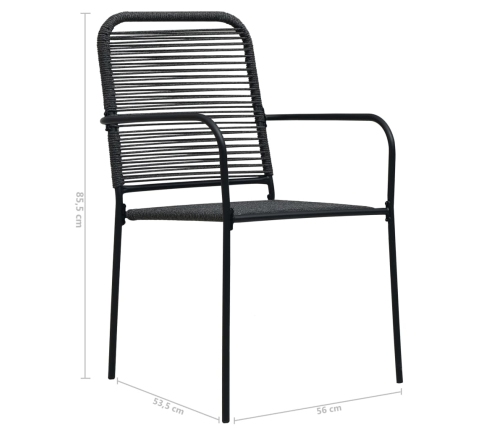 Set de comedor de jardín 9 pzas cuerda de algodón y acero negro