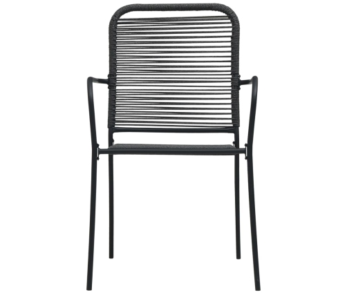 Set de comedor de jardín 9 pzas cuerda de algodón y acero negro
