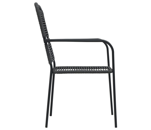 Set de comedor de jardín 9 pzas cuerda de algodón y acero negro