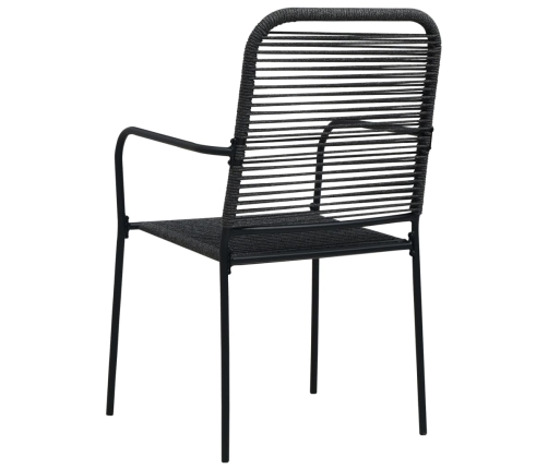 Set de comedor de jardín 9 pzas cuerda de algodón y acero negro