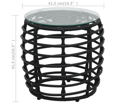 Set de mesa y sillas de jardín 3 piezas ratán sintético negro