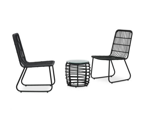 Set de mesa y sillas de jardín 3 piezas ratán sintético negro