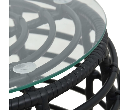 Set de mesa y sillas de jardín 3 piezas ratán sintético negro