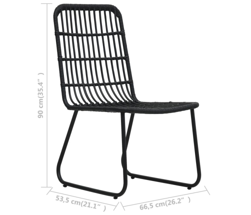 Set de mesa y sillas de jardín 3 piezas ratán sintético negro