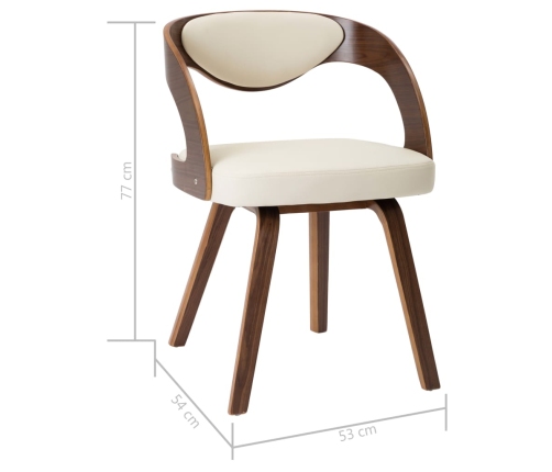 Sillas de comedor 6 uds madera curvada y cuero sintético crema